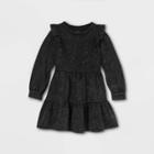 Toddler Girls' French Terry Tiered Long Sleeve Dress - Art Class Black