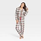 Women's Holiday Tartan Plaid Flannel Matching Family Pajama Set - Wondershop Cream