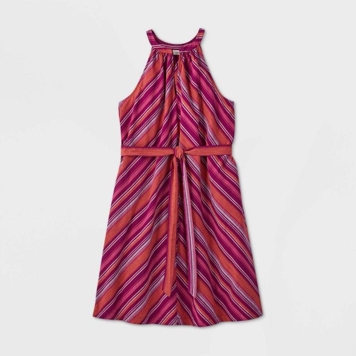 Women's Plus Size Striped Tie Waist Shirtdress - A New Day 1x, Women's, Size: 1xl,