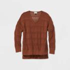 Women's Plus Size Crewneck Mesh Pullover Sweater - Universal Thread Brown