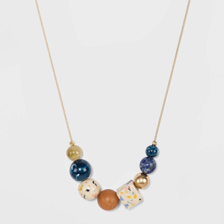 Semi Precious Blue Lapis And Red Aventurine Beaded Necklace - Universal Thread , Women's,