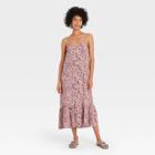 Women's Sleeveless Ruffle Hem Dress - A New Day Pink Floral Print
