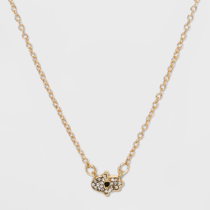 Hamsa Hand Charm Necklace - Wild Fable Gold