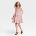 Women's Short Sleeve Babydoll Tiered Dress - Knox Rose Pink