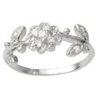 Journee Collection Tressa Collection Sterling Silver Cubic Zirconia Accent Flower And Leaf Ring - Silver