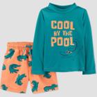 Carter's Just One You Toddler Boys' Alligator Print Rash Guard Set - Light Orange