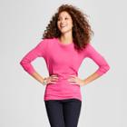 Women's Long Sleeve Fitted Crew T-shirt - A New Day Pink