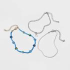 Flower And Dolphin Anklet Set 3pc - Wild Fable , Blue/gray/red