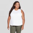 Women's Plus Size Crewneck Pocket Tank Top - Ava & Viv White