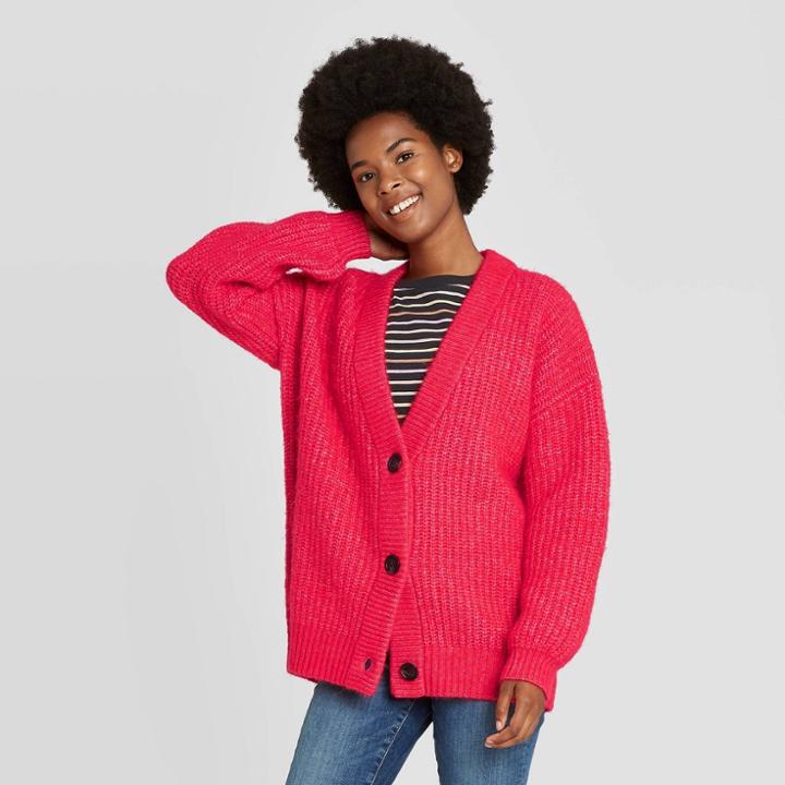 Women's Oversized Button-front Cardigan - Universal Thread Coral