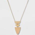 Flat Geometric Brass And Worn Gold Pendant Necklace - Universal Thread Gold, Women's