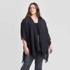Women's Plus Size Slub Kimono - Universal Thread Black One Size, Women's, Gray