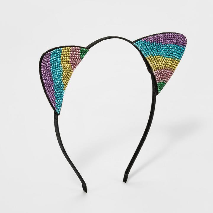 Cat & Jack Girls' Metallic Headband With Satin Ribbon Wrap,