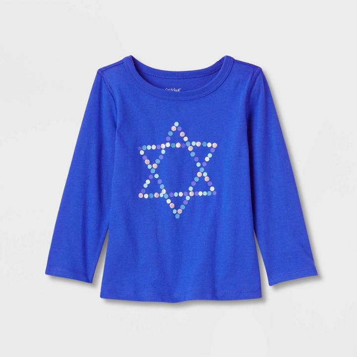 Toddler Adaptive 'hanukkah Star' Long Sleeve Graphic T-shirt - Cat & Jack Bright Blue