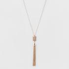 Rectangle & Chain Tassel Drops Long Necklace - A New Day Rose Gold