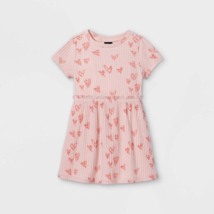 Toddler Girls' Rib Short Sleeve Dress - Art Class Pink