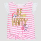 Gerber Graduates Baby Girls' Cap Sleeve Be Happy Stripe Top - Pink