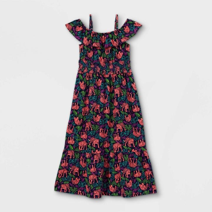 Girls' Printed Knit Maxi Flutter Sleeve Dress - Cat & Jack