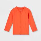 Toddler Boys' Zip-up Long Sleeve Rash Guard Swim Shirt - Cat & Jack Orange