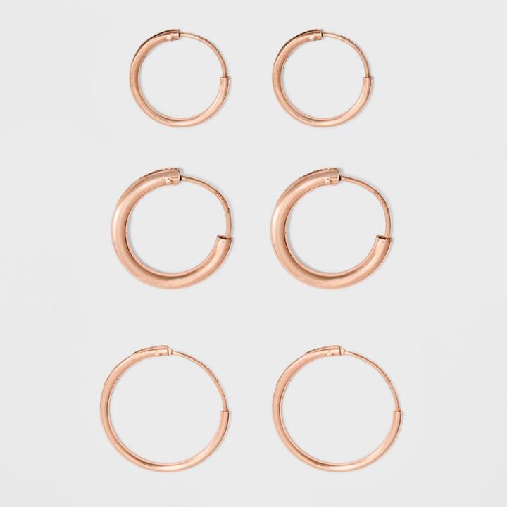 Target Endless Hoop Rose Gold Over Sterling Silver Small Three Earring Set - A New Day Rose Gold