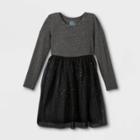 Girls' Adaptive Abdominal Access Long Sleeve Cozy Tulle Dress - Cat & Jack Black