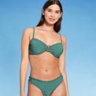 Women's Mini Ribbed Ring Front Bandeau Bikini Top - Shade & Shore Cactus Green
