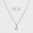 Sterling Silver Initial D Earrings And Necklace Set - A New Day Rose Gold, Girl's, Rose Gold - D