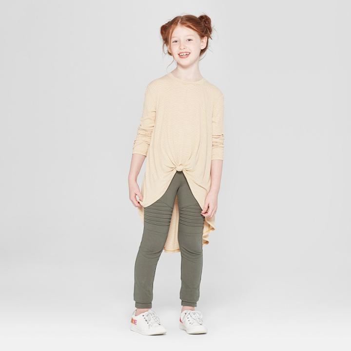 Girls' High Low Front Knot Tunic - Art Class Yellow
