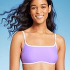 Women's Colorblock Square Neck Bralette Bikini Top - Wild Fable Hot Grape Xxs, Hot Purple