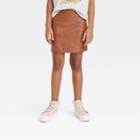 Girls' Faux Leather Skirt - Art Class Brown