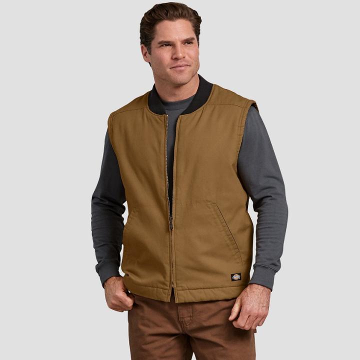 Dickies Men's Sleeveless Duck Vests - Brown