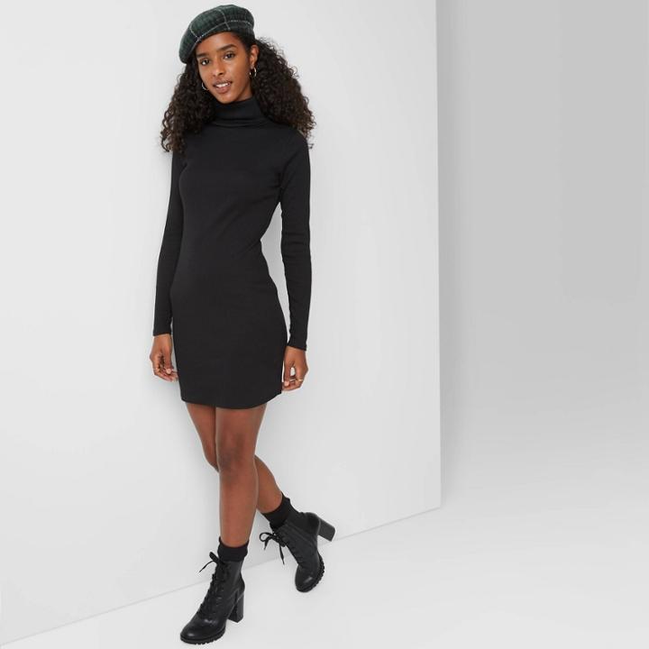 Women's Long Sleeve Bodycon Dress - Wild Fable Black