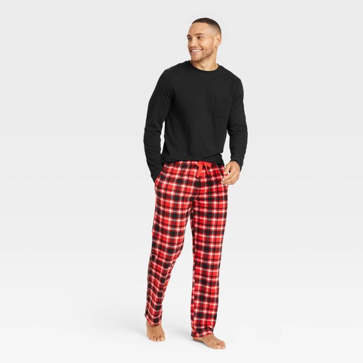 Men's Plaid Microfleece Pajama Set - Goodfellow & Co Red