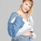 Women's Plus Size Patchwork Boxy Denim Trucker Jacket - Wild Fable Medium Wash