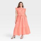 Women's Plus Size Ruffle Short Sleeve A-line Dress- Who What Wear Pink