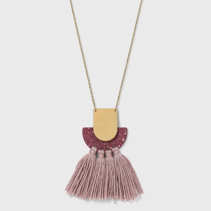 Speckled And Layered Half Moon And Tassel Pendant Necklace - Universal Thread