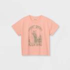 Girls' Boxy Short Sleeve Graphic T-shirt - Art Class Peach