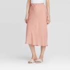 Women's Mid-rise Satin Slip Skirt - A New Day Pink