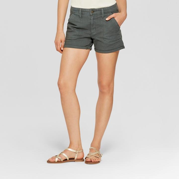Women's High-rise Midi Utility Jean Shorts - Universal Thread Dark Wash