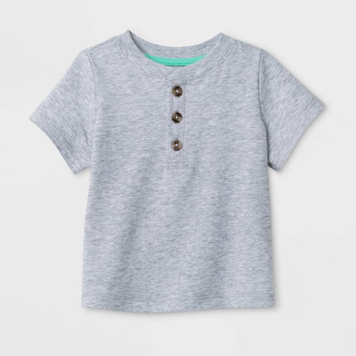Petitebaby Boys' Short Sleeve Mix & Match Henley T-shirt - Cat & Jack Gray Newborn, Boy's