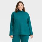 Women's Plus Size Long Sleeve Rib Turtleneck Tunic - Ava & Viv Teal