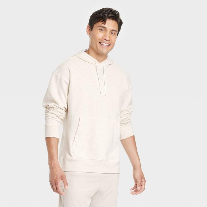 Men's Cotton Fleece Hooded Sweatshirt - All In Motion Oatmeal