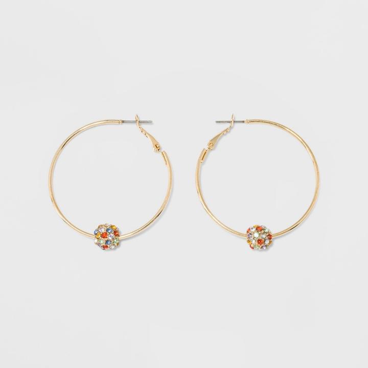 Sugarfix By Baublebar Hoop Earrings With Crystal Charms - Multicolor Rainbow, Girl's