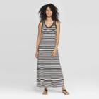 Women's Regular Fit Sleeveless Striped Crewneck Knit Maxi Dress - A New Day White