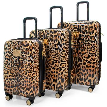 Badgley Mischka Leopard Expandable Hardside Checked 3pc Luggage