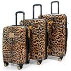 Badgley Mischka Leopard Expandable Hardside Checked 3pc Luggage