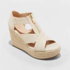 Women's Carrigan Wide Width Front Zipper Espadrille Wedge Sandals - A New Day Cream