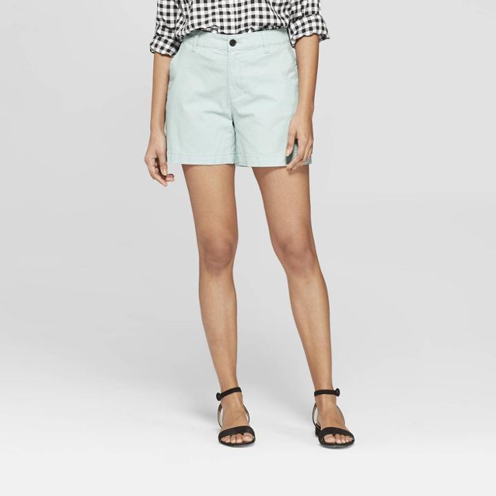 Women's High-rise Chino Shorts - A New Day Turquoise