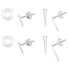 Target Women's Sterling Silver Open Hexagonal And Spike Ear