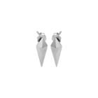 Zirconmania Women's Zirconite Sterling Drop Earrings With Elongated Pyramid - Rhodium,